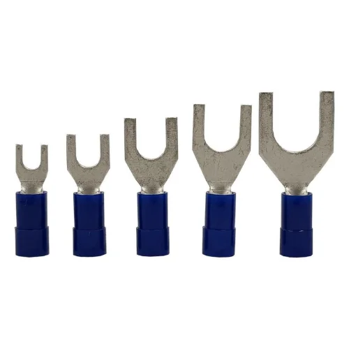 Kit de Terminal Elétrico Forquilha Pré-Isolado Azul 5,3 mm para Cabos de 6 mm² com 100 Peças Wurth